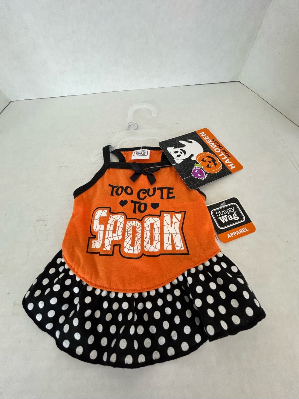 Simply Wag Too Cute to Spook Orange & Black Pet Dress Sz XS NWWT
